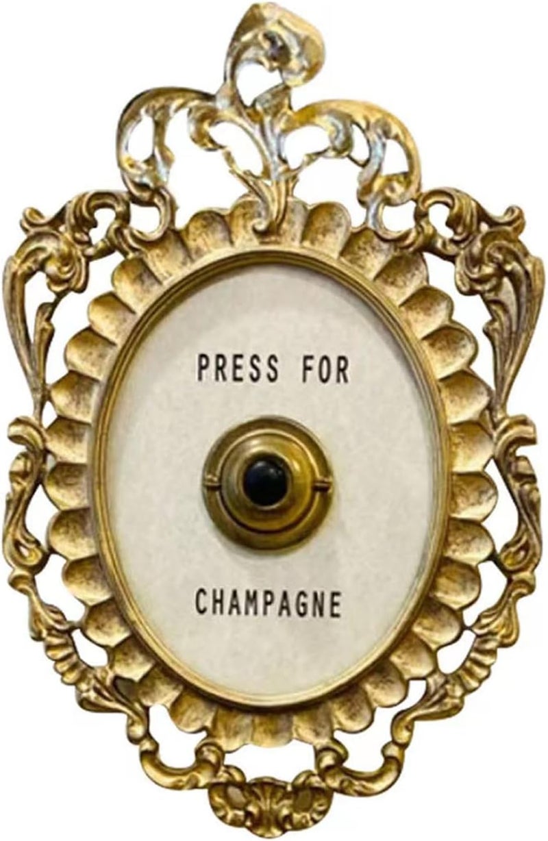 Superjackwang Press for Champagne Button - Door Ring Bell - Champagne Themed Decor, Wall Plaque Ornament Gift for Party, Christmas, Home, Bedroom, Hotel - Image 1